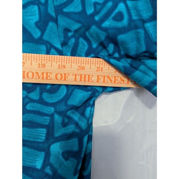 Tara Grinna Blouse Blue Shirt Geometric Short Sleeve Button Hawaii Women's Large - Picture 5 of 6